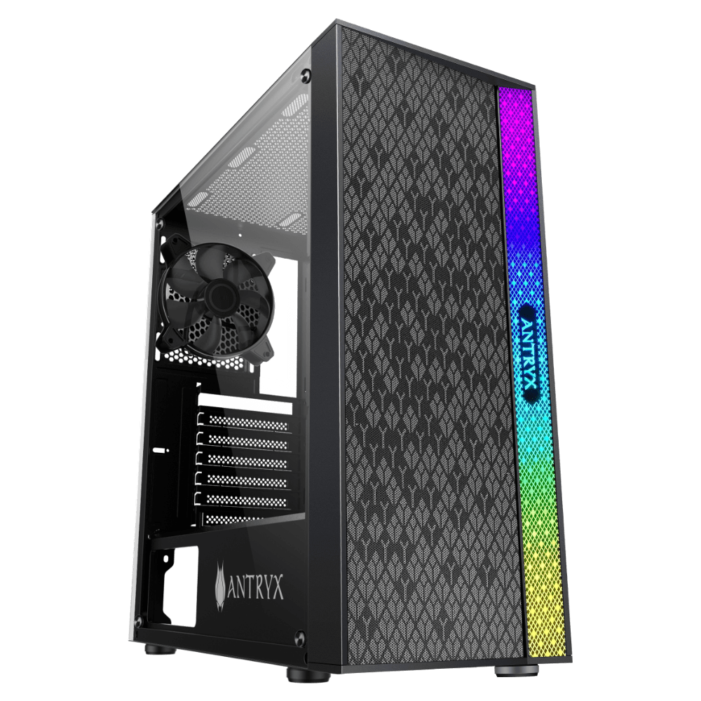 TORRE GAMER ANTRYX XTREME NC-253: CASE CON FUENTE DE PODER DE 500W, CINTA LED Y PANEL DE VIDRIO TEMPLADO (AC-XNC253K-500CPR1)