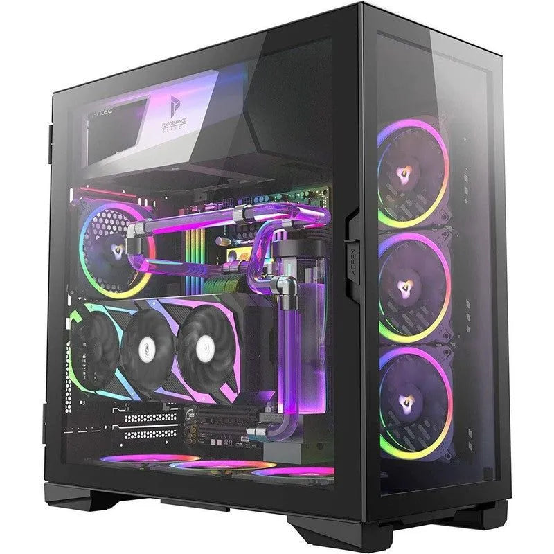 GABINETE ANTEC P120 CRYSTAL MID TOWER GAMER CON PANEL DE VIDRIO TEMPLADO Y AMPLIA COMPATIBILIDAD SIN FUENTE