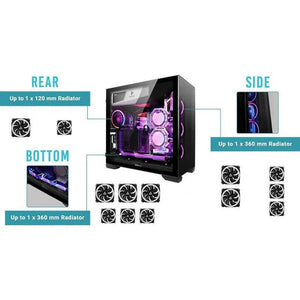 GABINETE ANTEC P120 CRYSTAL MID TOWER GAMER CON PANEL DE VIDRIO TEMPLADO Y AMPLIA COMPATIBILIDAD SIN FUENTE