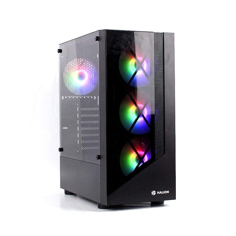 CASE GAMER HALION DRAGON CR15 CON FUENTE 500W, ILUMINACIÓN ARCOÍRIS Y VIDRIO TEMPLADO