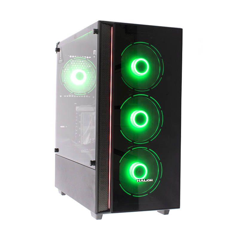 GABINETE HALION MIRAGE C302 GAMER SIN FUENTE CON ILUMINACIÓN 4xRGB