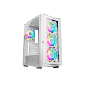 CAJA GAMER HALION TITAN 103 SUPER WHITE CON FUENTE DE PODER DE 600W Y VENTILADORES RGB