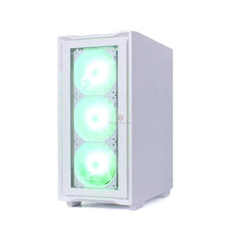 CAJA GAMER HALION TITAN 103 SUPER WHITE CON FUENTE DE PODER DE 600W Y VENTILADORES RGB