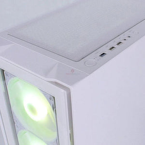 CAJA GAMER HALION TITAN 103 SUPER WHITE CON FUENTE DE PODER DE 600W Y VENTILADORES RGB