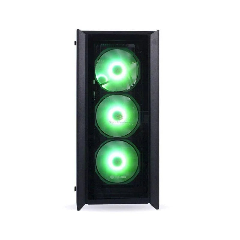 CASE HALION TITAN 104 BLACK: GAMER CON FUENTE DE 600W, ILUMINACIÓN RGB Y VIDRIO TEMPLADO
