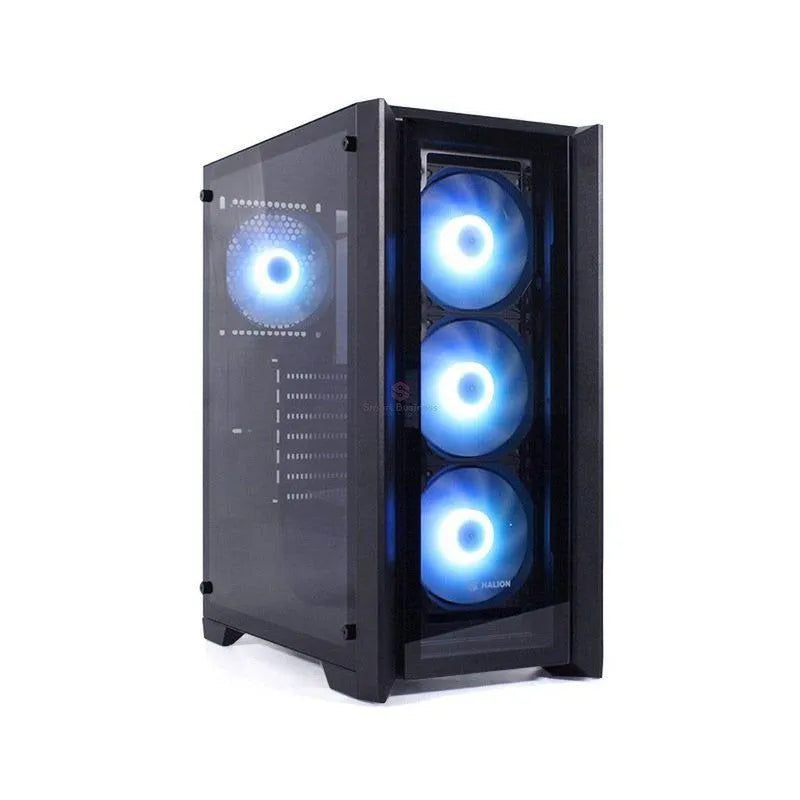 CASE HALION TITAN 104 BLACK: GAMER CON FUENTE DE 600W, ILUMINACIÓN RGB Y VIDRIO TEMPLADO
