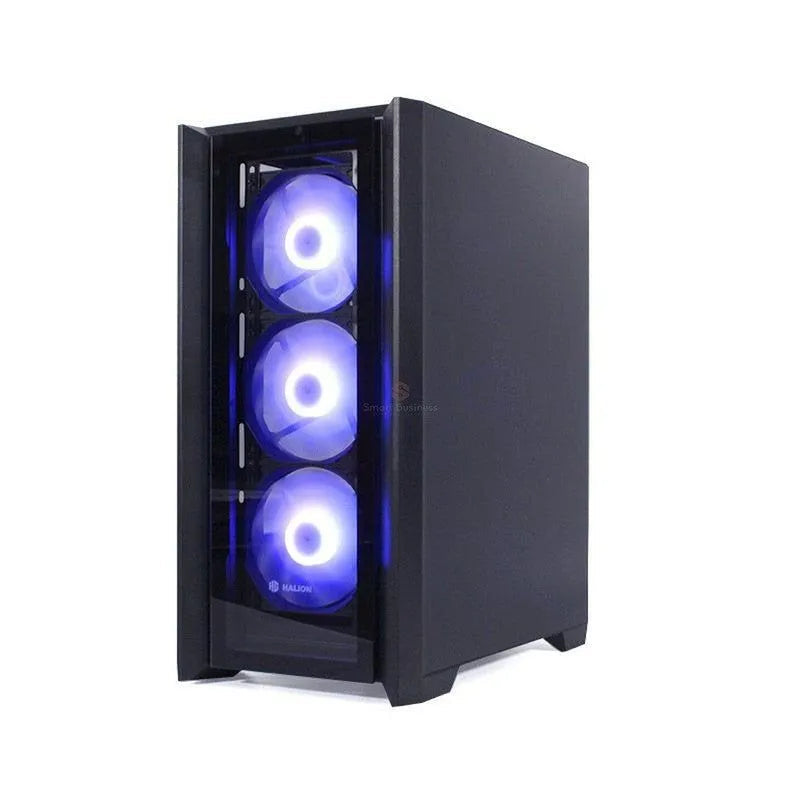 CASE HALION TITAN 104 BLACK: GAMER CON FUENTE DE 600W, ILUMINACIÓN RGB Y VIDRIO TEMPLADO