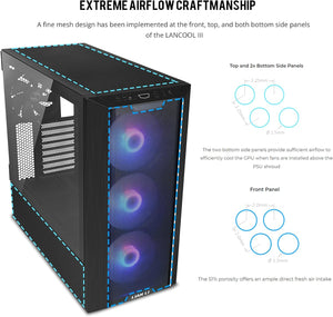 GABINETE PARA PC LIAN LI LANCOOL III BLACK ARGB CON VIDRIO TEMPLADO Y ILUMINACIÓN PERSONALIZABLE (MODELO LANCOOL 3R-X)