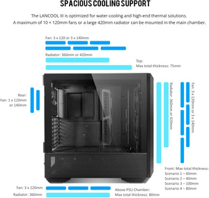 GABINETE PARA PC LIAN LI LANCOOL III BLACK ARGB CON VIDRIO TEMPLADO Y ILUMINACIÓN PERSONALIZABLE (MODELO LANCOOL 3R-X)