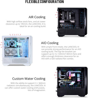 GABINETE PARA PC LIAN LI LANCOOL III BLACK ARGB CON VIDRIO TEMPLADO Y ILUMINACIÓN PERSONALIZABLE (MODELO LANCOOL 3R-X)
