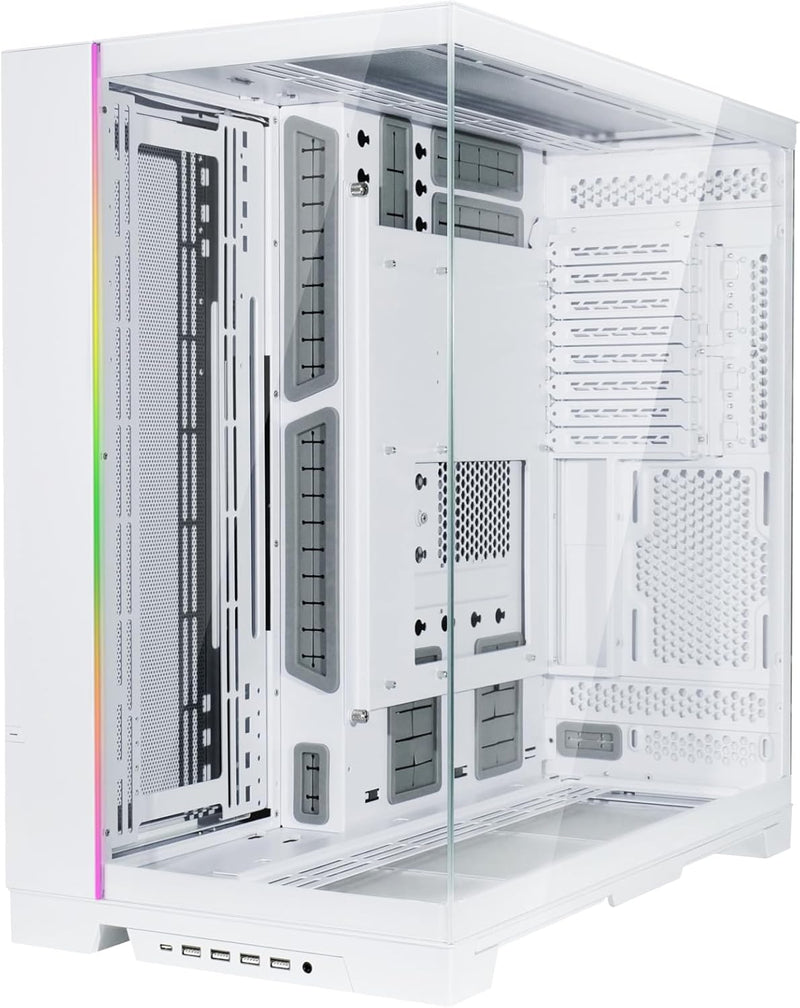 CAJA PARA PC LIAN LI O11 DYNAMIC EVO XL WHITE, CON 2 PANELES DE VIDRIO TEMPLADO, DISEÑO MODULAR Y SOPORTE E-ATX