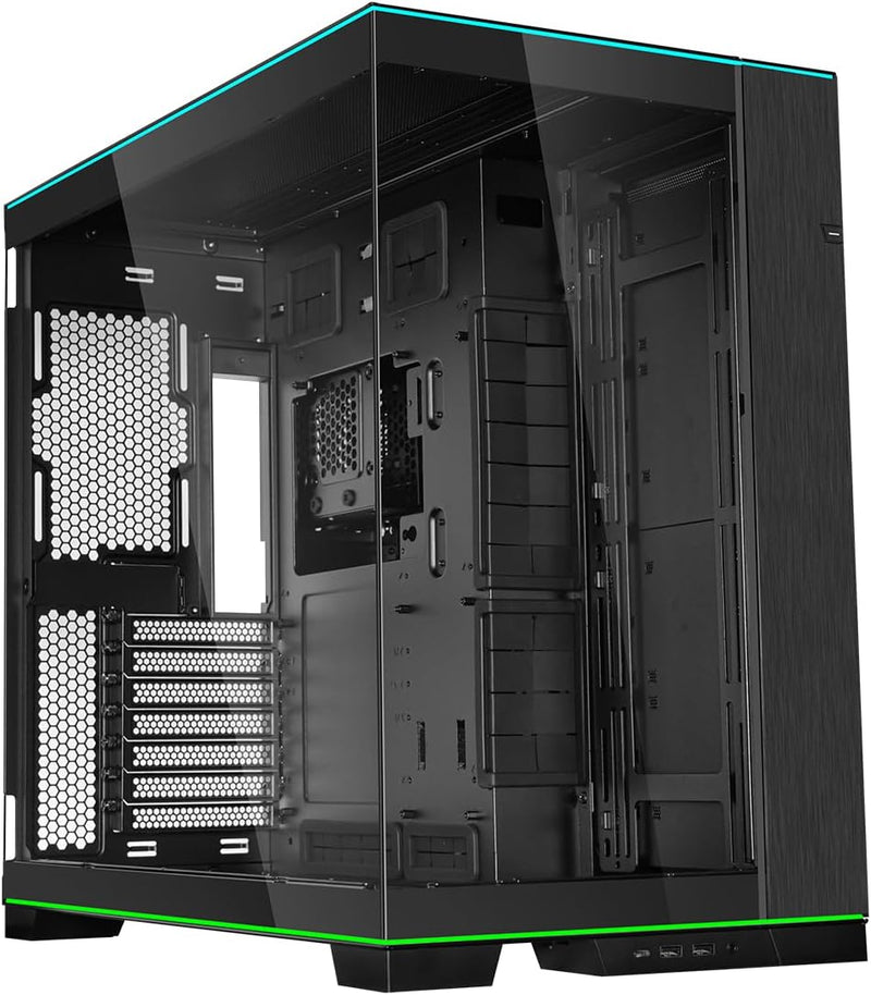 CAJA PARA PC LIAN LI O11D EVO RGB BLACK CON ILUMINACIÓN PERSONALIZABLE, 2 PANELES DE VIDRIO TEMPLADO, DISEÑO MODULAR Y SOPORTE AVANZADO DE ENFRIAMIENTO