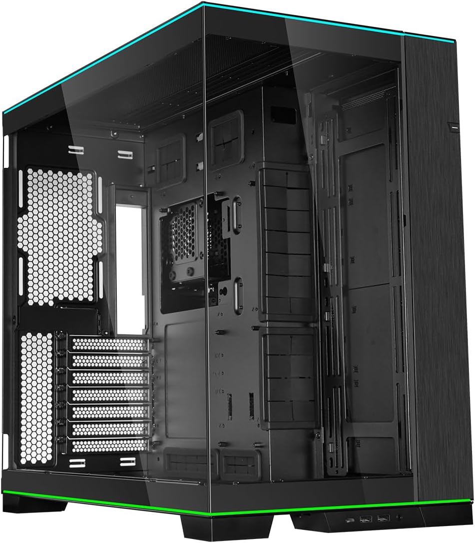 CAJA PARA PC LIAN LI O11D EVO RGB BLACK CON ILUMINACIÓN PERSONALIZABLE, 2 PANELES DE VIDRIO TEMPLADO, DISEÑO MODULAR Y SOPORTE AVANZADO DE ENFRIAMIENTO