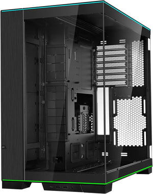 CAJA PARA PC LIAN LI O11D EVO RGB BLACK CON ILUMINACIÓN PERSONALIZABLE, 2 PANELES DE VIDRIO TEMPLADO, DISEÑO MODULAR Y SOPORTE AVANZADO DE ENFRIAMIENTO