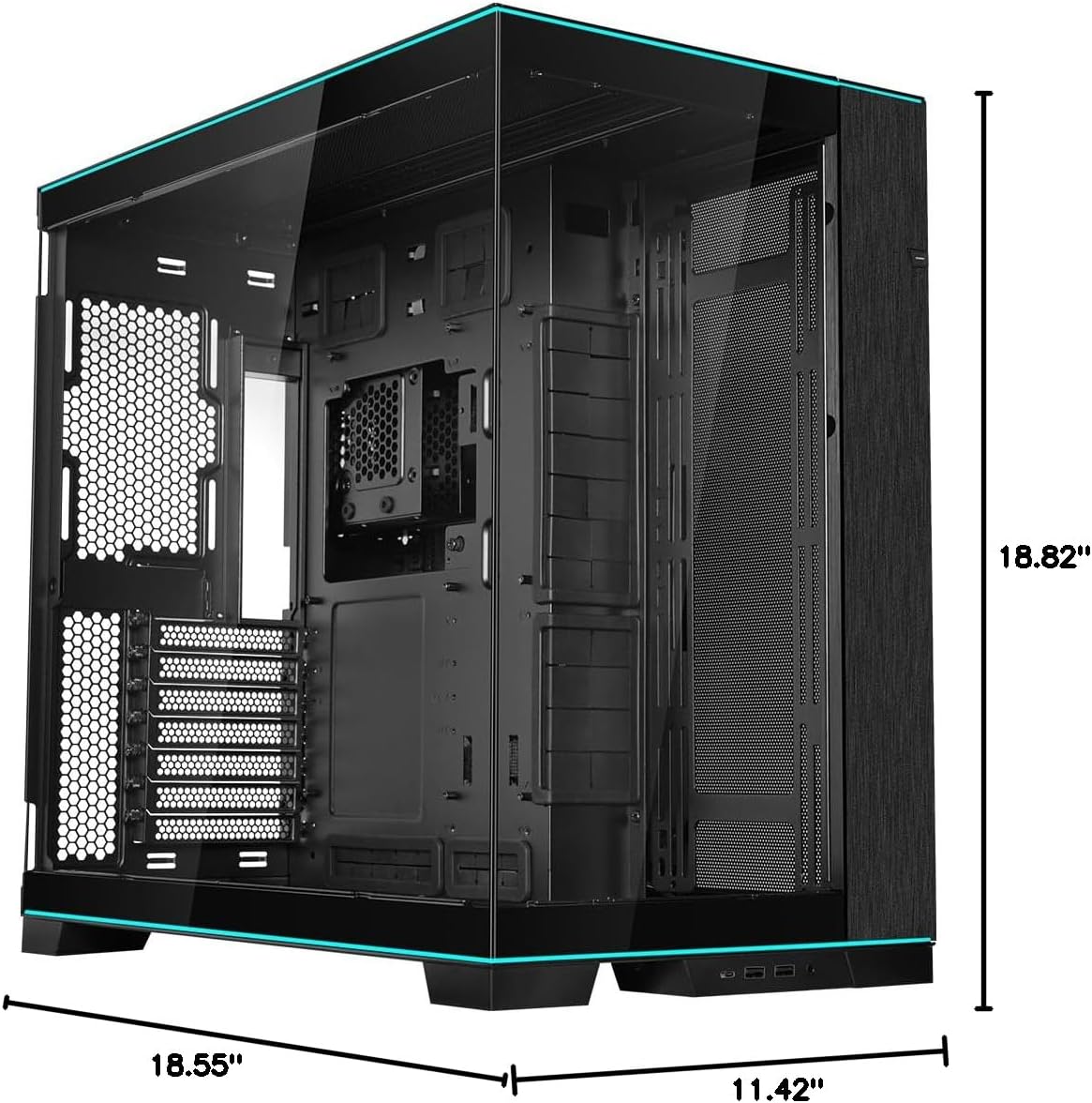 CAJA PARA PC LIAN LI O11D EVO RGB BLACK CON ILUMINACIÓN PERSONALIZABLE, 2 PANELES DE VIDRIO TEMPLADO, DISEÑO MODULAR Y SOPORTE AVANZADO DE ENFRIAMIENTO