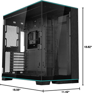 CAJA PARA PC LIAN LI O11D EVO RGB BLACK CON ILUMINACIÓN PERSONALIZABLE, 2 PANELES DE VIDRIO TEMPLADO, DISEÑO MODULAR Y SOPORTE AVANZADO DE ENFRIAMIENTO
