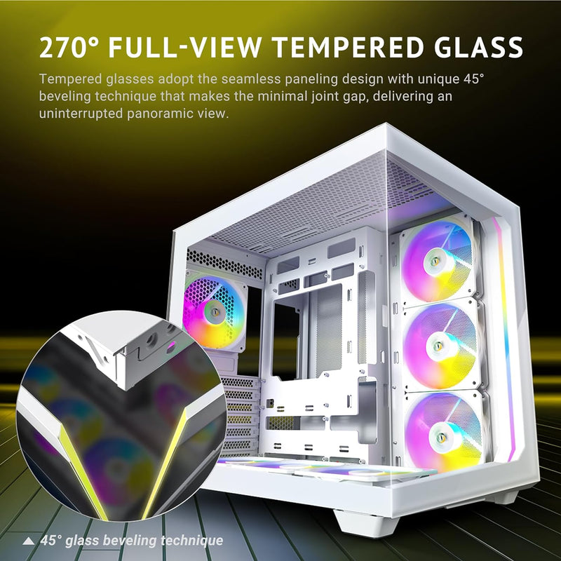 GABINETE PARA PC ANTEC C5 CONSTELLATION BLANCO CON PANEL DE VIDRIO TEMPLADO Y ILUMINACIÓN ARGB