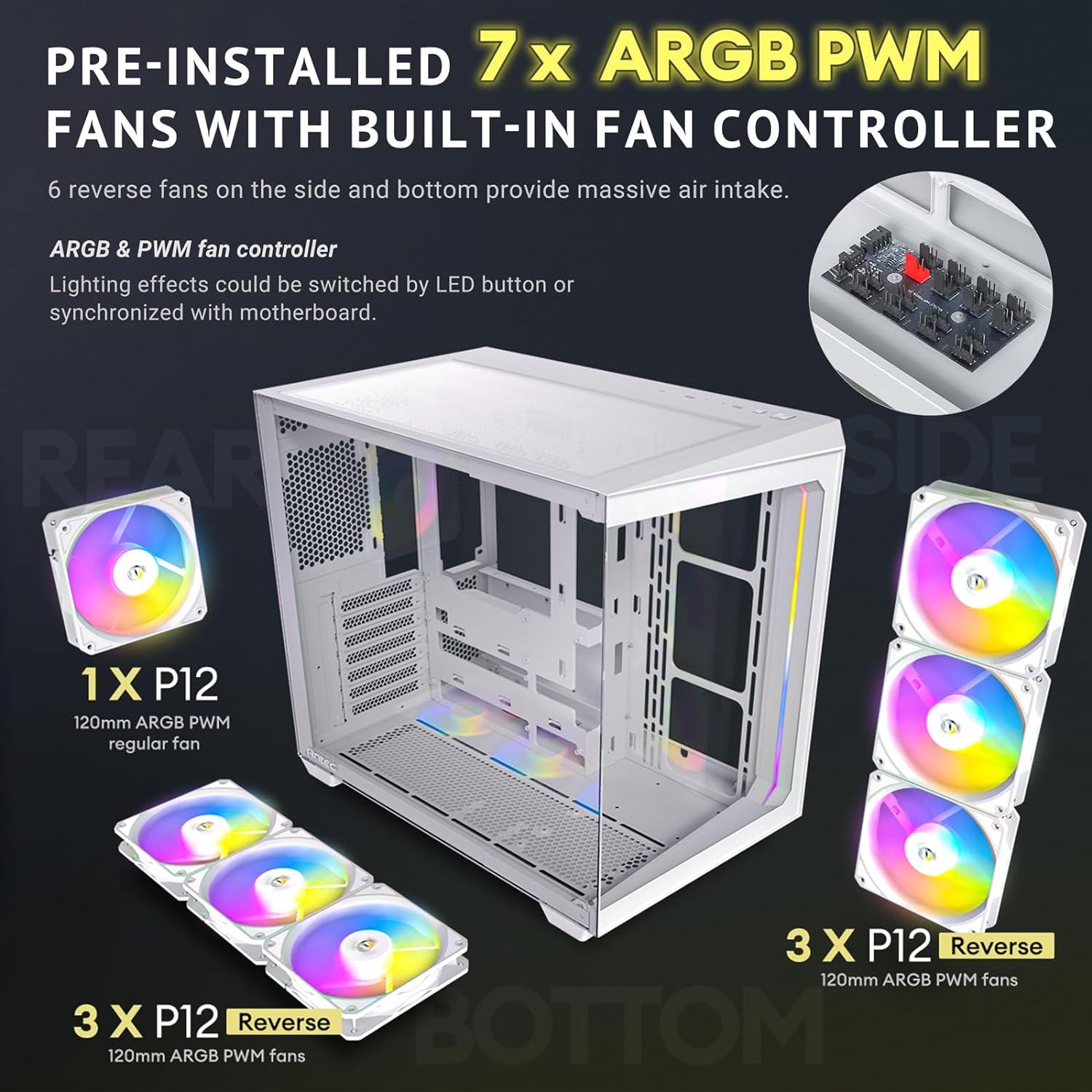 GABINETE PARA PC ANTEC C5 CONSTELLATION BLANCO CON PANEL DE VIDRIO TEMPLADO Y ILUMINACIÓN ARGB