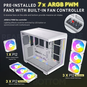 GABINETE PARA PC ANTEC C5 CONSTELLATION BLANCO CON PANEL DE VIDRIO TEMPLADO Y ILUMINACIÓN ARGB