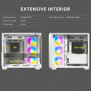 GABINETE PARA PC ANTEC C5 CONSTELLATION BLANCO CON PANEL DE VIDRIO TEMPLADO Y ILUMINACIÓN ARGB