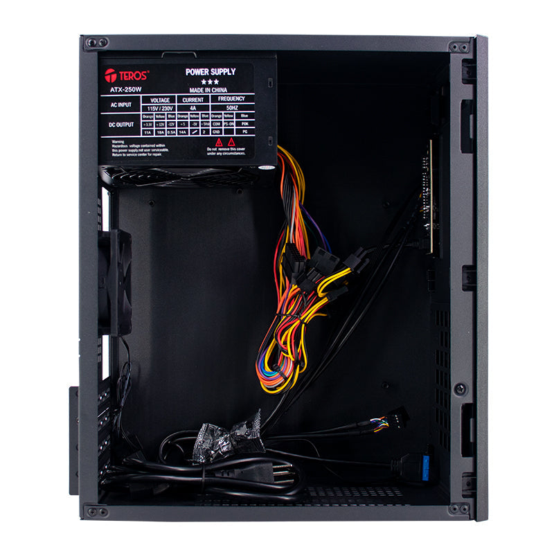 MINI TORRE ATX TEROS TE-1035S, 250 W, USB 3.0/2.0, AUDIO HD, NEGRO - ELEGANCIA Y FUNCIONALIDAD EN UN DISEÑO COMPACTO