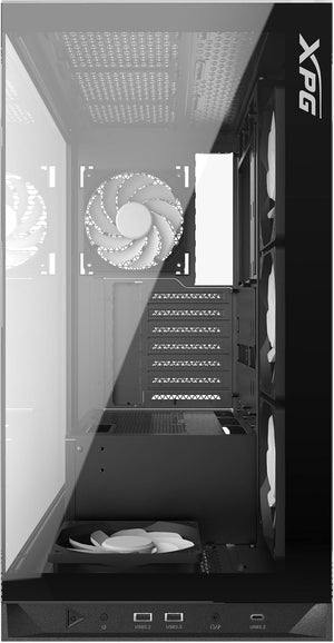 TORRE PARA PC XPG INVADER X BLACK CON 5 VENTILADORES Y RISER PCIE4.0 - INCLUYE ILUMINACIÓN RGB Y DISEÑO MODERNO