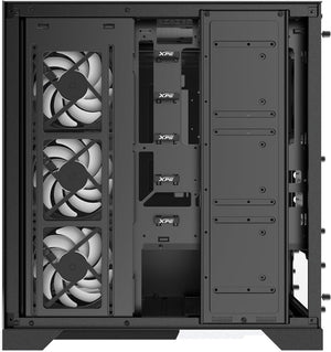 TORRE PARA PC XPG INVADER X BLACK CON 5 VENTILADORES Y RISER PCIE4.0 - INCLUYE ILUMINACIÓN RGB Y DISEÑO MODERNO