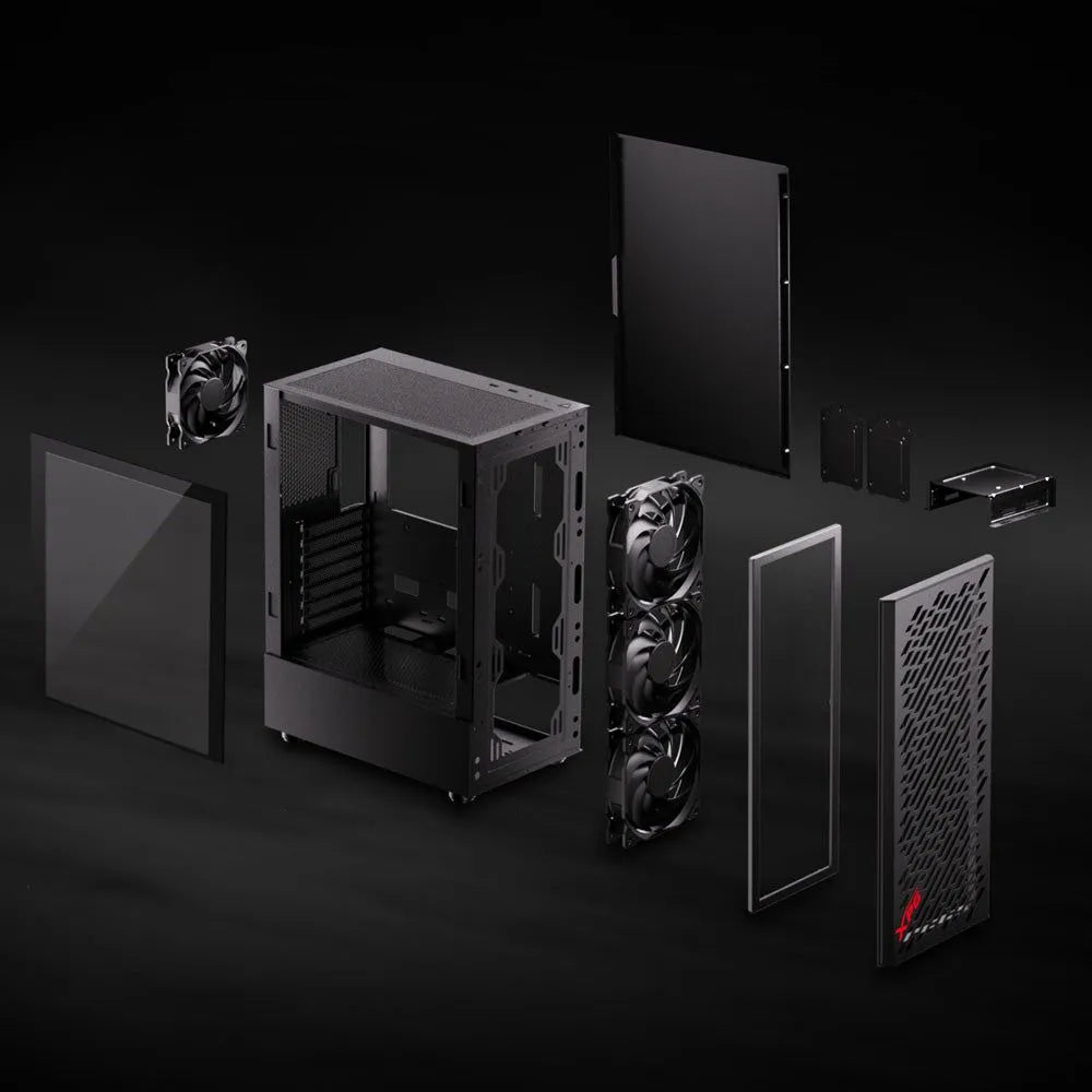 CAJA - XPG VALOR STORM BLACK MT-BKCWWCOLCOCA - DISEÑO CON 4 VENTILADORES INCORPORADOS