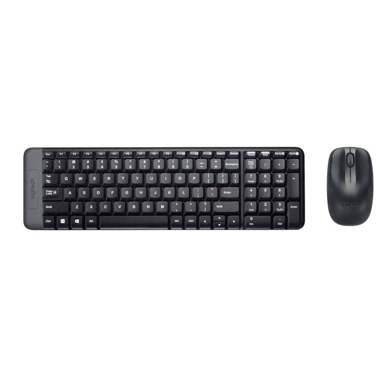 KIT DE TECLADO Y MOUSE INALÁMBRICO LOGITECH MK220: DISEÑO COMPACTO, TECLAS CÓNCAVAS RESISTENTES, MOUSE ERGONÓMICO DE 3 BOTONES CON SENSOR DE 1000 DPI (920-004430)