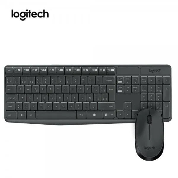 COMBO INALÁMBRICO LOGITECH MK235: TECLADO RESISTENTE A SALPICADURAS Y MOUSE DE 3 BOTONES CON SENSOR HASTA 1000 DPI, COLOR NEGRO (920-007901)