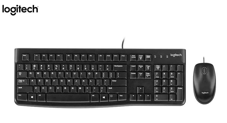 COMBO LOGITECH MK120: TECLADO RESISTENTE A SALPICADURAS Y MOUSE DE 3 BOTONES CON SENSOR DE 1000 DPI, INTERFAZ USB (920-004428)