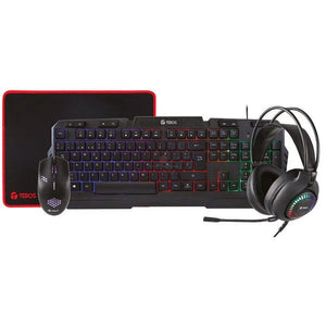 COMBO MULTIMEDIA TEROS TE-4063N: TECLADO MULTIMEDIA, MOUSE, HEADSET Y MOUSE PAD