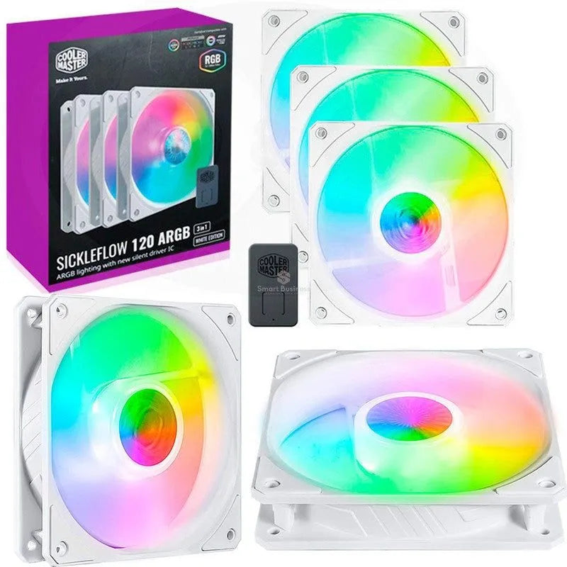 Cooler Master Sickleflow White Argb Packx3 120Mm Con Controlador Cooler Para Case (Pn:Mfx-B2Dw-183Pa-R1)