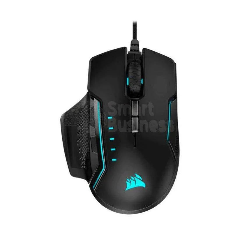 RATÓN GAMING CORSAIR GLAIVE RGB PRO – USB 2.0 – SENSOR ÓPTICO – COLOR NEGRO – CONEXIÓN POR CABLE – 18000 DPI