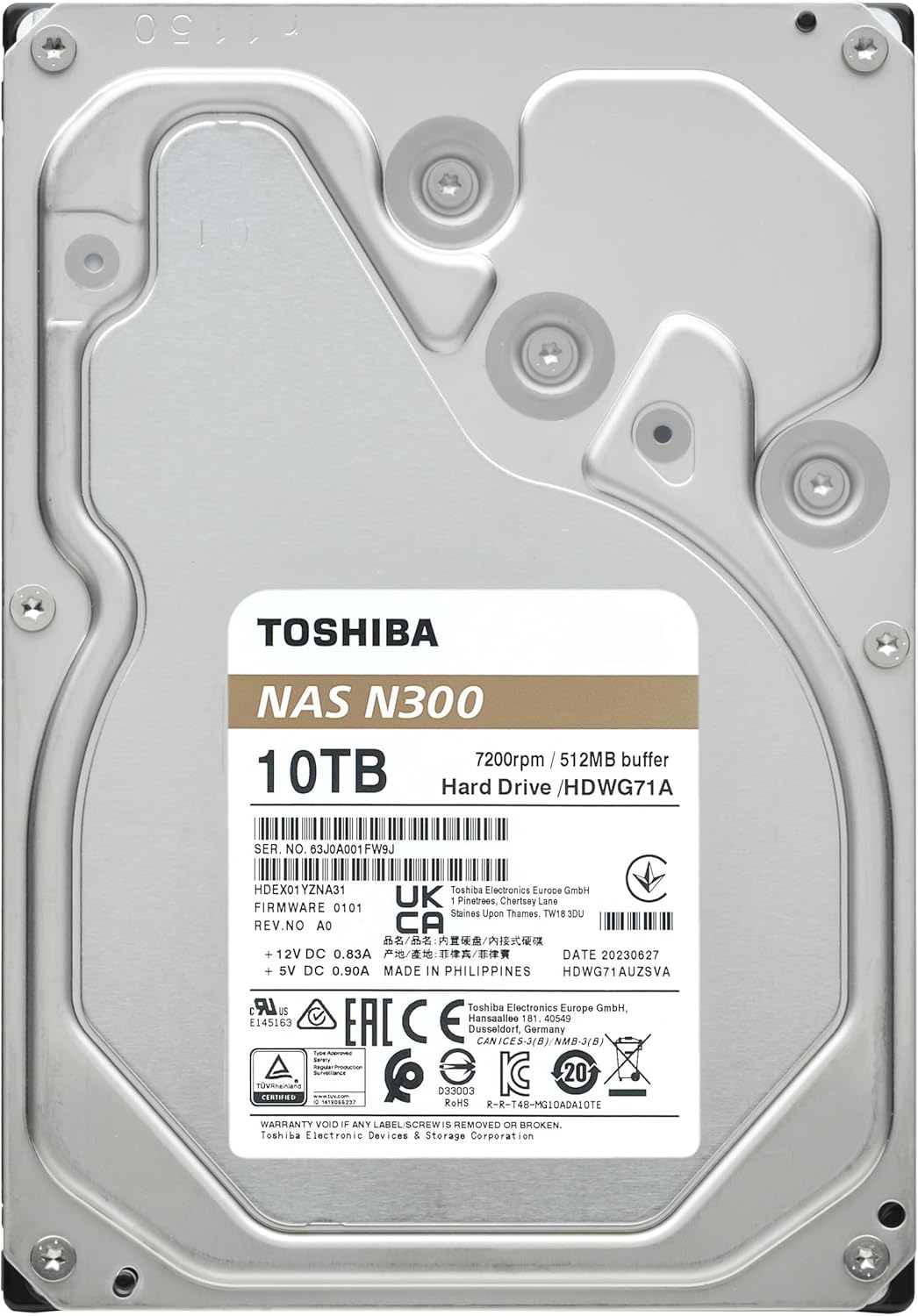 UNIDAD DE ALMACENAMIENTO INTERNA NAS TOSHIBA N300 10TB 3.5