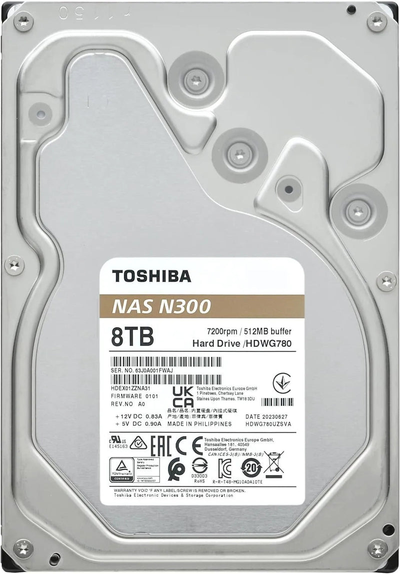 DISCO DURO TOSHIBA N300 NAS G7: 8TB, SATA 6.0GB/S, 7200RPM, 256MB CACHE, 3.5