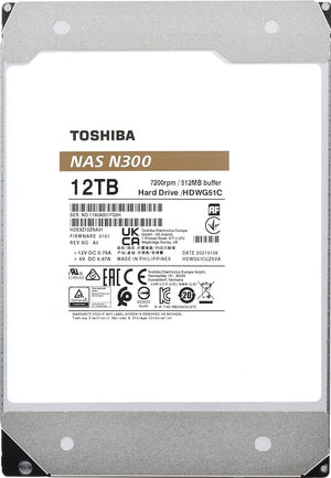 DISCO DURO TOSHIBA N300 NAS - 12TB, SATA 6.0GB/S, 7200RPM, 512MB CACHE, 3.5