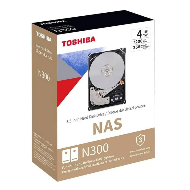 DISCO DURO TOSHIBA N300 NAS - 4TB, SATA 6.0GB/S, 7200RPM, 512MB CACHE, 3.5