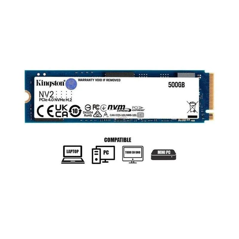 UNIDAD INTERNA SSD KINGSTON NV2 500GB M.2 PCIe GEN4 NVMe, VELOCIDAD DE LECTURA 3500MB/S, IDEAL PARA PC Y LAPTOP