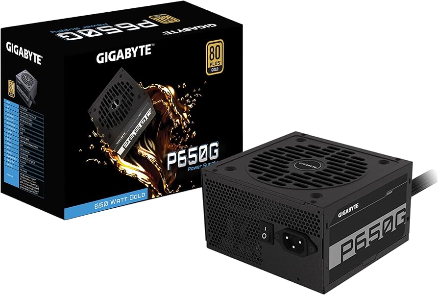 FUENTE DE ALIMENTACIÓN GIGABYTE P650G 650W 80 PLUS GOLD ATX – EFICIENCIA PREMIUM, RENDIMIENTO SILENCIOSO Y PROTECCIÓN AVANZADA