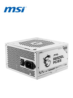 Fuente de alimentación MSI MAG A850GL PCIE5 WHITE, certificación 80 PLUS Gold, formato ATX modular.