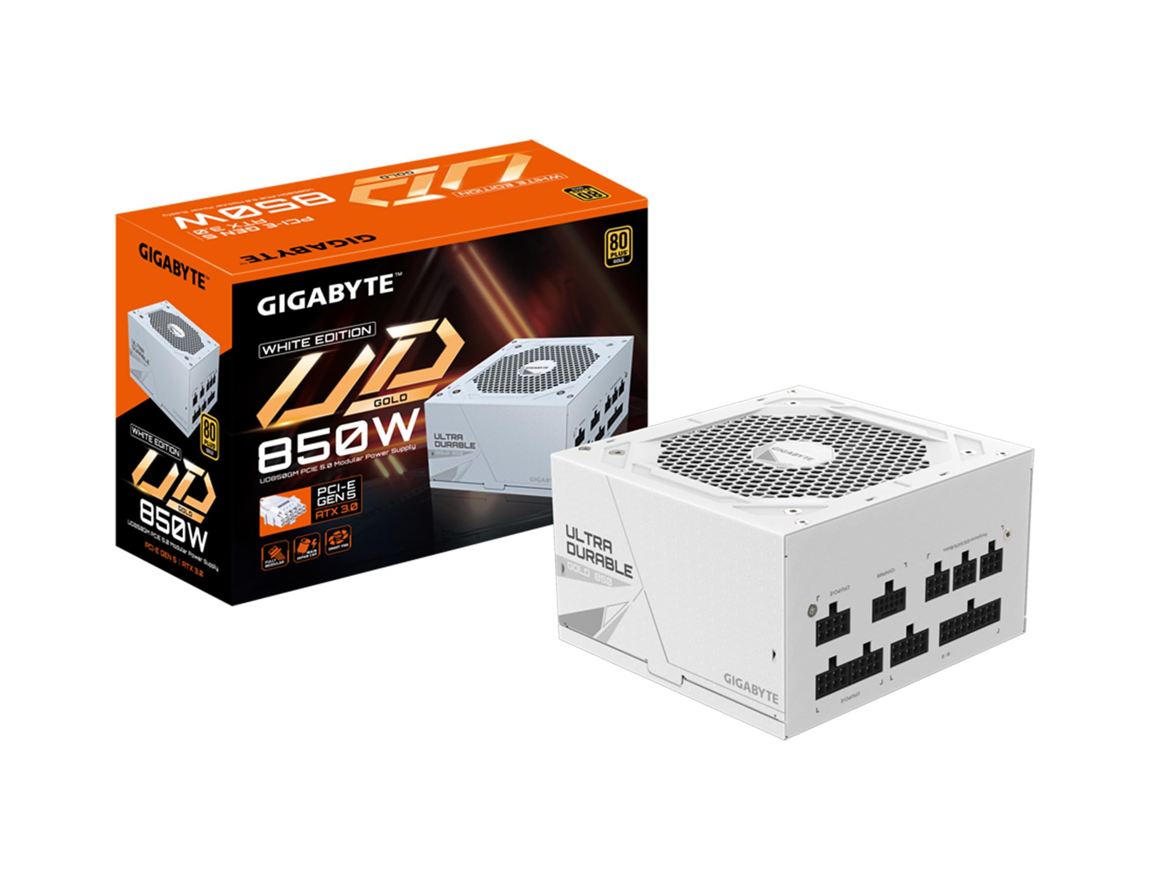FUENTE DE PODER MODULAR GIGABYTE 850W 80+ GOLD - EFICIENCIA SUPERIOR, DISEÑO BLANCO ELEGANTE Y COMPATIBILIDAD EXTENDIDA (MODELO GP-UD850GM PG5W GUS1)