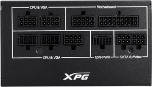 FUENTE DE PODER MODULAR XPG CORE REACTOR II 850W 80+ GOLD, CERTIFICACIÓN 80 PLUS GOLD, EFICIENCIA ENERGÉTICA, DISEÑO COMPACTO Y CABLEADO PERSONALIZABLE.