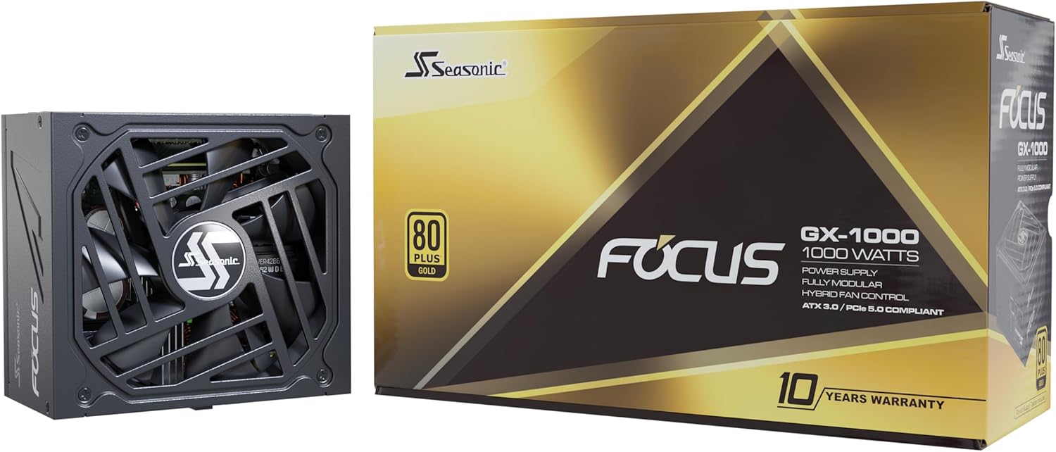 FUENTE DE PODER SEASONIC FOCUS GX-1000W 80PLUS GOLD MODULAR ATX3.0 CON COMPATIBILIDAD PCIE 5.0 (MODELO SSR-1000FX3)