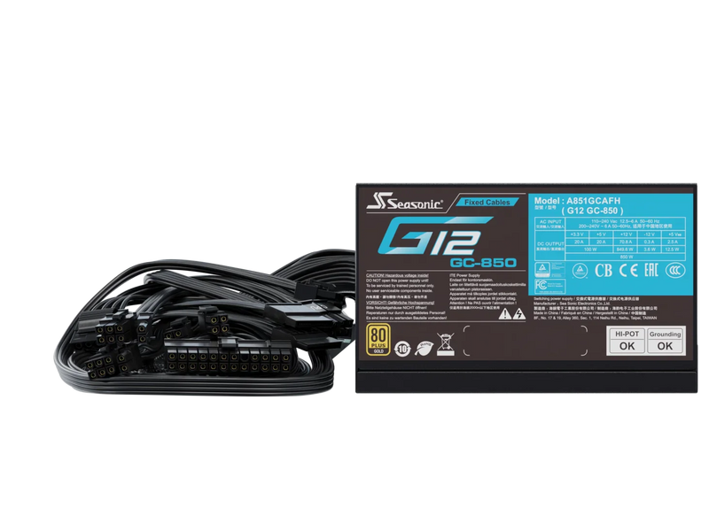 FUENTE DE PODER SEASONIC G12-750GC 750W 80PLUS GOLD CERTIFICADA, ALTO RENDIMIENTO Y EFICIENCIA ENERGÉTICA