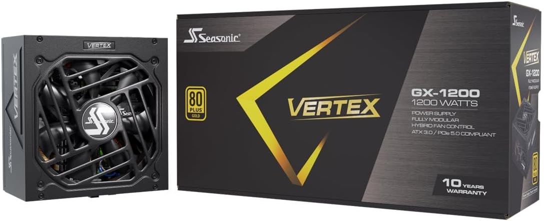FUENTE DE PODER ATX3.0 SEASONIC VERTEX GX-1200W 80PLUS GOLD MODULAR CON COMPATIBILIDAD PCIE 5.0 (MODELO 12122GXAFS)