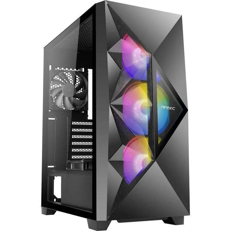 GABINETE ANTEC DF800 FLUX: MIDI-TOWER CON VENTANA, COMPATIBLE ATX/MINI-ITX/MICRO-ATX, PUERTOS USB 3.0, INCLUYE 5 VENTILADORES, COLOR NEGRO, SIN FUENTE DE PODER