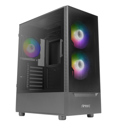 GABINETE GAMER ANTEC NX410 MID-TOWER: COMPATIBLE ATX/ITX/MICRO-ATX, VENTANA LATERAL, PUERTOS USB 3.0/2.0, SIN FUENTE, 3 VENTILADORES ARGB INCLUIDOS, COLOR NEGRO