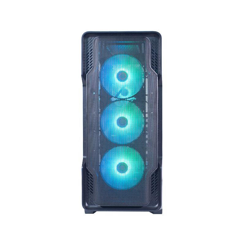 CAJA GAMER GAMEMAX SIEGE BK CON PANELES DE MALLA Y ILUMINACIÓN 4-ARGB (SIN FUENTE)