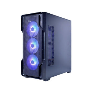 CAJA GAMER GAMEMAX SIEGE BK CON PANELES DE MALLA Y ILUMINACIÓN 4-ARGB (SIN FUENTE)